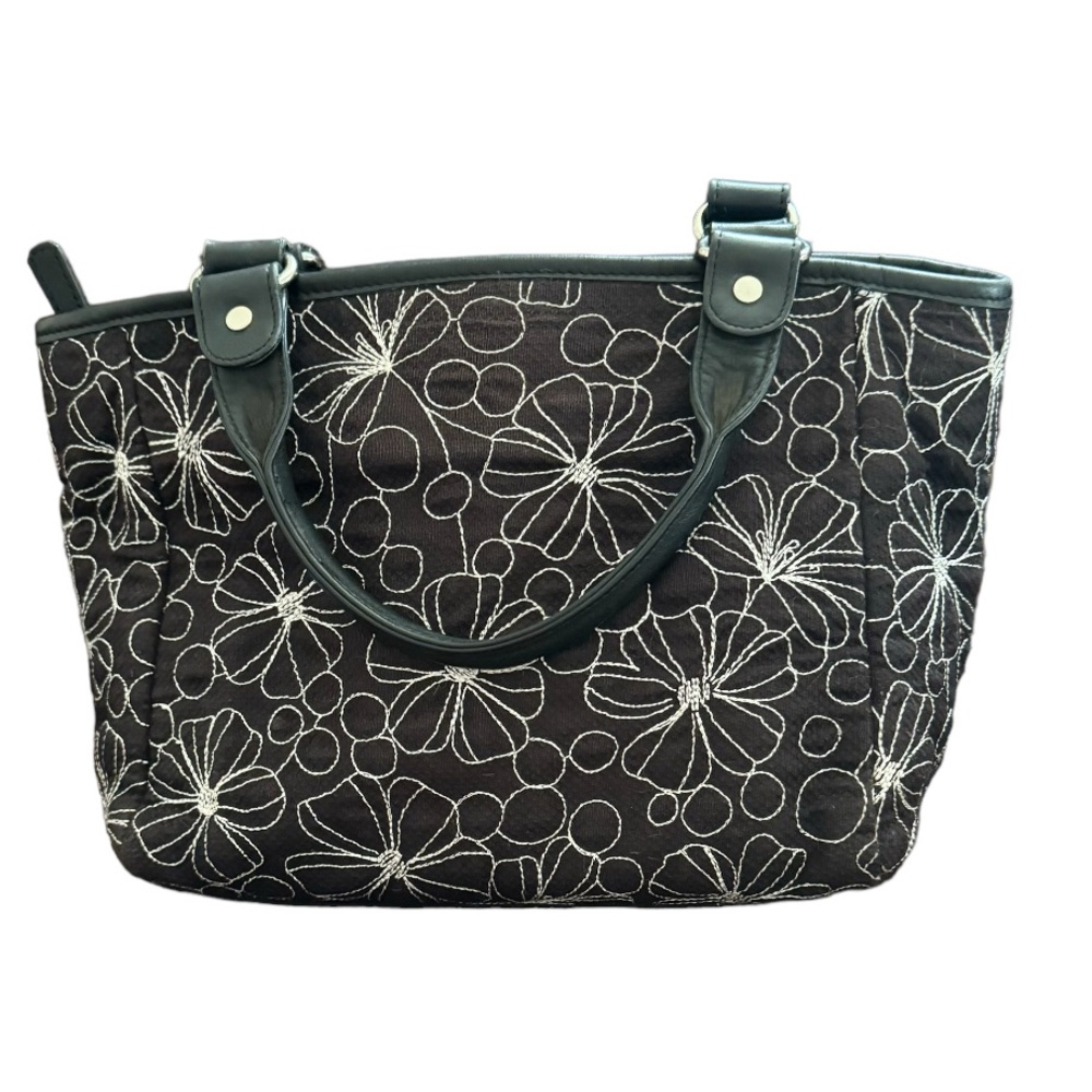 Talbots Cotton Floral Black & White Handbag Purse